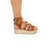 Sandali color cuoio con lacci e zeppa bicolore 5 cm Lora Ferres, Donna, SKU w043000238, Immagine 0